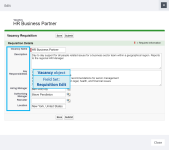 Annotated screenshot: Fields in Requisition Edit Field Set on the Requisition Edit page for a Hiring Manager